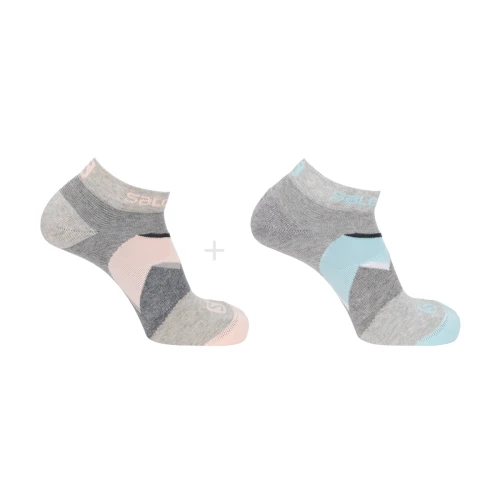Skarpety Salomon Outline Prism Ankle 2pack Medium Grey / Pastel Turqoise